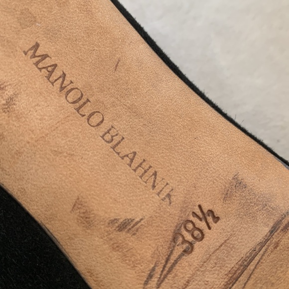 Manolo Blahnik black suede open toe pumps - Picture 13 of 17